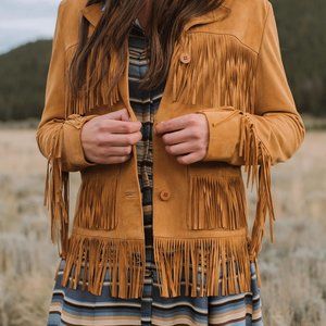 STETSON FRINGE SUEDE JACKET - TAN - XS